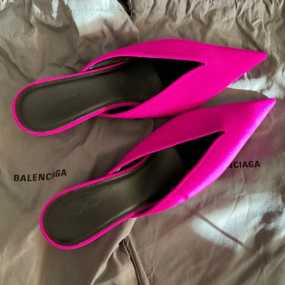 BALENCIAGA Pink Mules, size 7, with side logo, brand new - Picture 6 of 6